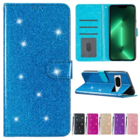 Leather Wallet Phone Case For Google Pixel 6 7 8 Pro Luxury Bling Glitter Flip Cover For Google Pixel 6A 7A Coque Etui