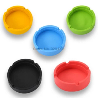 DHL 200pcs practical Portable Rubber Silicone Ashtrays Round Cigarette Holder Smoking Accessories