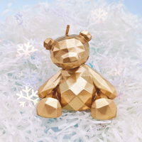 立體 金色 鑽石熊 坐姿熊 熊熊蠟燭 蛋糕裝飾 蠟燭 金色蠟燭 熊造型