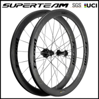 SUPERTEAM 700C*25 Rim Brake Carbon Wheelset Tubeless Road Bicycle Wheels 50mm Special Brake Line