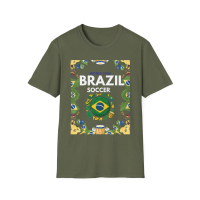 T-shirt reka bentuk bola sepak Brazil | Lencana pasukan bola sepak dengan bendera Brazil