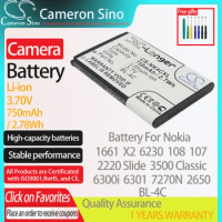 CameronSino Battery for Nokia 1661 X2 6230 108 107 2220 Slide 3500 Classic 6300i 6301 fits SVP BBA-07 Digital camera Batteries