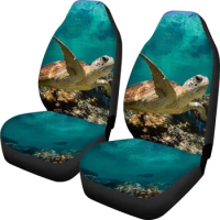 2 Car Seat Covers Universal Truck Van Seat Cover Lovely Sea Turtle 3D Print Trendy Seat Protect Cover 2 pcs Set Durable Washable
