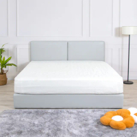 【WAKUHOME 瓦酷家具】Cloud5尺雲朵灰大圓高背超纖皮床組-布床-標準雙人-5*6.2尺-B001-S202