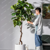 Ficus Lyrata Tree Fake Trees Bionic Greenery Potted Indoor Landscaping Decoration artificial plants home decoration