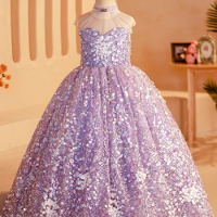 Children's Dress Stage Walk Host Piano Performance Long Dress Girl's Birthday Banquet Princess Dress Kids Pagegant Party Gown