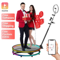 360 Photo Booth App Control Insta 360 Machine Booth with RGB Ring Light Logo Free 360 Video Photo Booth with Flight Case