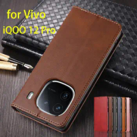 Leather Case for Vivo iQOO 12 Pro / iQOO12 Pro Flip Case Card Holder Holster Magnetic Attraction Cover Wallet Case Fundas Coque