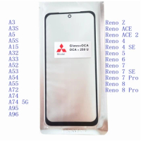 10Pcs Front Touch Screen Outer Glass OCA For OPPO A3 A3S A5 A5S A32 A33 A52 A53 A54 A55 A72 A73 A74 5G A95 Reno 4 5 6 7 SE 8 Pro
