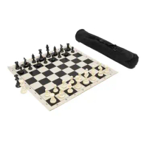 97mm Weighted Tournament Chess Set with Roll up Board - Portable Chess Set, Competition Chess Set, Board Game