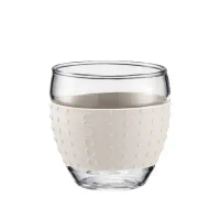 【bodum】 pavina米白矽膠環玻璃杯100cc(一盒2入)