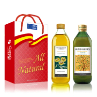 即期品【SUNFLOWER頂級葵花油X OLIVE GARDEN冷壓初榨特級橄欖油】油品1000ml*2入禮盒組