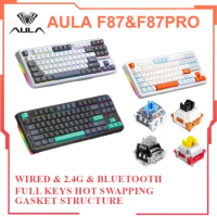 Aula F87 Mechanical Keyboard 3 Mode Wired/2.4g/Bluetooth Wireless Keyboard 87 Key Hotswap Rgb Pbt Gaming Keyboard Tarantula F87