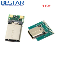 DIY 24pin USB 3.1 Type C Male &amp; Female Plug &amp; Socket Connector SMT type with PC Board 1 set