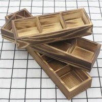 Vintage Decorative Tea Bag Holder Wooden Condiment Packet Dispenser Sugar Container Small Teabags Fleshy Flower Pot Box Tray
