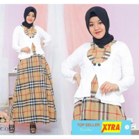 Baju SET RAVINA Blazer C OX Setelan Wanita katun Coklat susu Kekinian Tiktok shop Fashion Muslim Ram