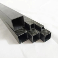 Customizable 3K Full Carbon Fiber Tube Square Rod 30x30x28mm Plain Glossy Surface Length 600mm