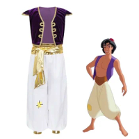 Aladdin Costumes Kids Boys Arabian Prince Aladdin Cosplay Costume Vest Pants Set for Children Halloween Party Clothes