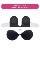 Kiss &amp; Tell Special Bundle Plunging Push Up Nubra and Thick Push Up Stick On Nubra in Black Seamless Invisible Reusable Adhesive Stick on Wedding Bra 隐形聚拢胸
