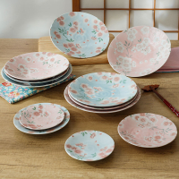 陶趣居家用菜盤創意陶瓷盤子日本進口櫻花日式餐具套裝和風圓盤