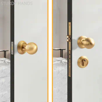 High-grade Pure Copper Ball Handle Bedroom Door Locks Indoor Mute Security Door Lock Bathroom Single Handles Hardware Lockset