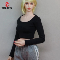 1/6 skala pakaian boneka wanita lengan panjang kaus leher persegi celana keringat pas 12 "figur aksi model tubuh