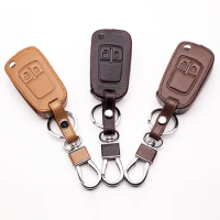 Car-cover Genuine Leather key cases sets key bags for Opel Mokka Astra Corsa Antara Insignia Meriva Zafira,2 Buttons fold key