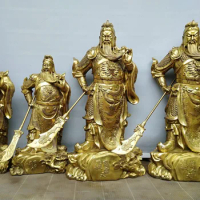 105CM Free Shipping Recommended Decorations For Halls Offices, "Yibo Yuntian",Knife, Guan Gong Military Commander Bronze Statue