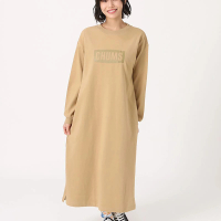 【CHUMS】CHUMS 休閒 女 Heavy Weight CHUMS Logo L/S Dress長袖洋裝 淺棕色(CH181274B001)