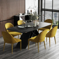Modern Luxury Marble Dining Table Furniture Stainless Steel Metal Base Dining Table