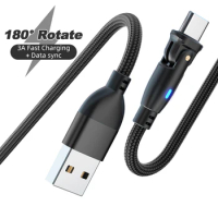 3A Rotate USB Cable For iPhone 13 Pro Nokia 9.3 T21 X30 Nokia 8.3 X20 7 plus Nokia X100 5.3 Nokia 6.2 G300 G50 Micro Charger