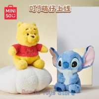 Miniso Disney Stitch And Winnie Basic Series Sitting Figure Plush Doll Toy Adornment Cute Collect Companionship Gift