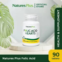 Natures Plus Folic Acid Hearts – 90 Tablet | Suplemen Asam Folat untuk Ibu & Kesehatan Tubuh | Mendu