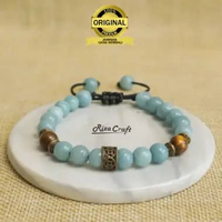ASIH BRACELET Gelang Pengasihan Pria Wanita Keren Premium Batu Alam Kristal Aquamarine Biru Tiger Ey