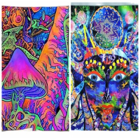 Hippie Art Psychedelic Colors Space Magic Mushroom Tapestry Wall Hanging For Living Room Bedroom Dorm Decoration