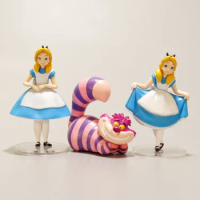 5-6cm 3pcs/Lot Disney Alice's Adventures in Wonderland Cheshire Alice Figure Model Toys Doll Gift For Children