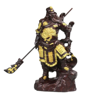 【開運方程式】黑紫檀關公 武財神佛像黃金戰袍精雕款(木雕招財開運擺件陽宅風水禮盒送禮新年開運)