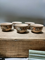 日本回流瓷器古董明治大正時期薩摩燒茶器茶具。薩摩古董茶杯茶碗1166