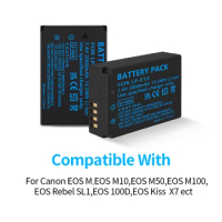 PALO LPE12 LP-E12 LP E12 Battery for Canon EOS M100, M50, M10, M2, M, Rebel SL1, 100D PowerShot SX70 HS, Kiss M, Kiss X7 &amp; More