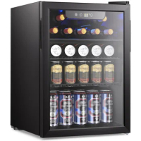 1pc Beverage Cooler Refrigerator, 2.6 Cu.Ft Mini Wine Fridge With Glass Door Household Digital Temperature Control Low-Noise For