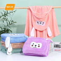 Khăn choàng tắm đi biển có mũ chùm chất cotton, áo choang tam cho bé du lịch hè 2024 GD33 - Alibu