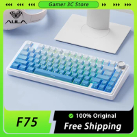 AULA F75 Mechanical Keyboard Multifunctional Knob Three Mode Hot Swap RGB Gaming Keyboard Gasket Pc Gamer Accessories Mac Gift