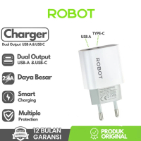 ROBOT RT-K8 Plus Charger Travel Batok Adaptor Robot RT-K8 Plus 2.4A Dual Port PD Type-c dan USB Type