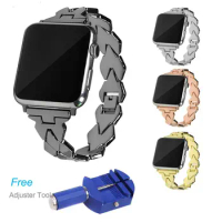 Stainless Steel Chain Link Bracelet for Apple Watch Series 3 2 1 Band Metal Wristband for iWatch Strap 42mm 38mm with Adapters