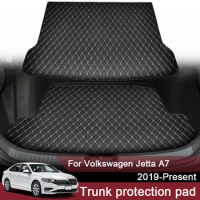 1pc Car Custom Rear Trunk Mat For Volkswagen Jetta A7 2019-Present Leather Waterproof Auto Cargo Liner Pad External Accessory