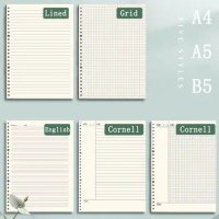 60 Sheets Loose Leaf Notebook Refill Spiral Binder 26 Holes Diary Planner A4 A5 B5 Grid Cornell Line Inner Core Paper Stationery
