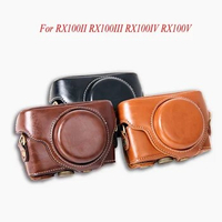High quality PU Leather Case for Sony RX100V RX100II RX100M2 RX100 III IV M3 M4 M5 Camera cover protective bag with Strap