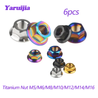 Yaruijia Titanium Nut M5/M6/M8/M10/M12/M14 M16 Flange Nut Screw Bolt for Motorcycle Bicycle Bike direct sales 6pcs