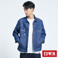 EDWIN E-FUNCTION 牛仔外套-男-原藍磨