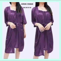 Vergo - Set baju tidur kimono Wanita 2in1 size standar LD 100 cm satin ice silk